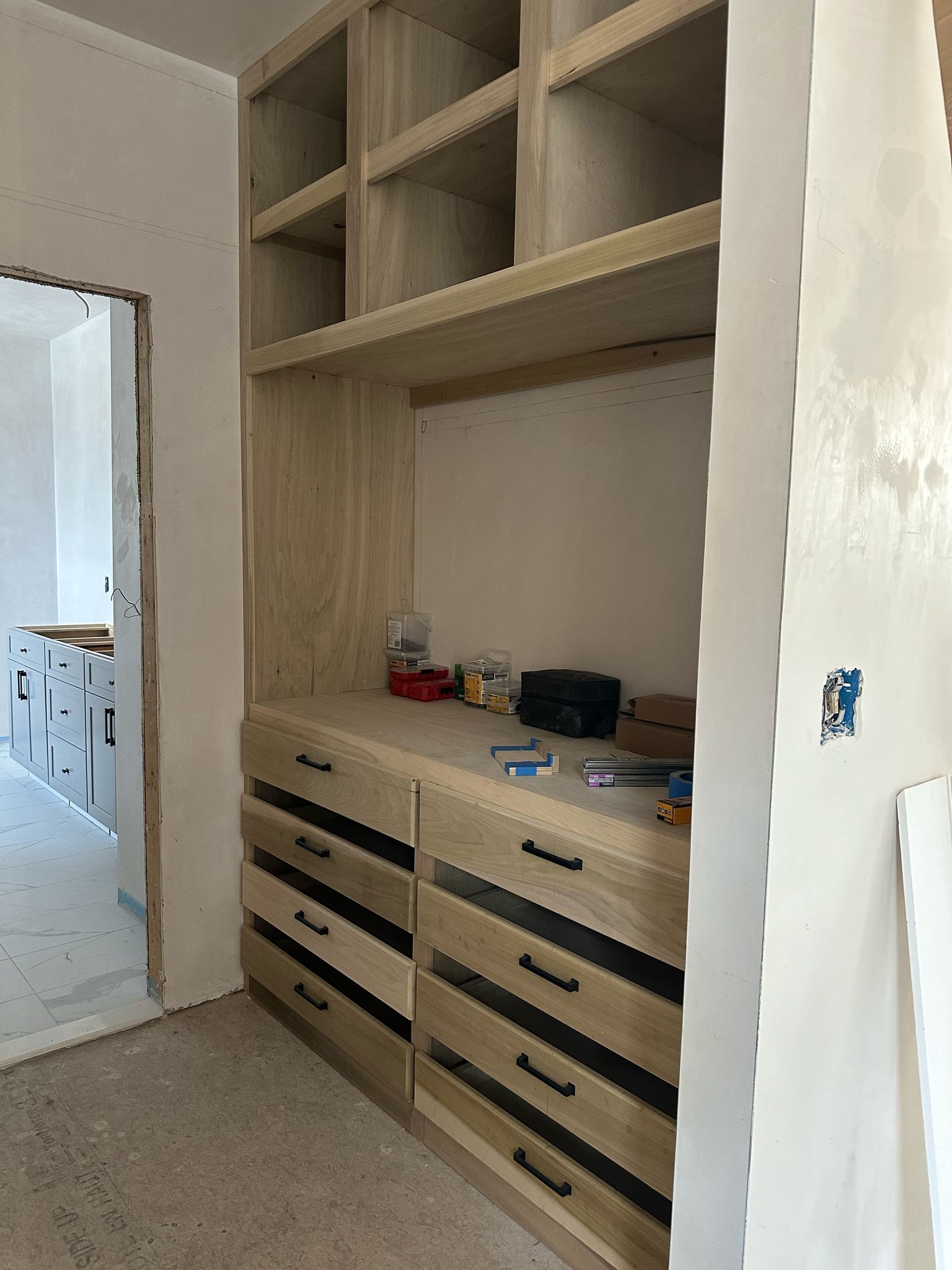 Built-in closet organizer with drawers