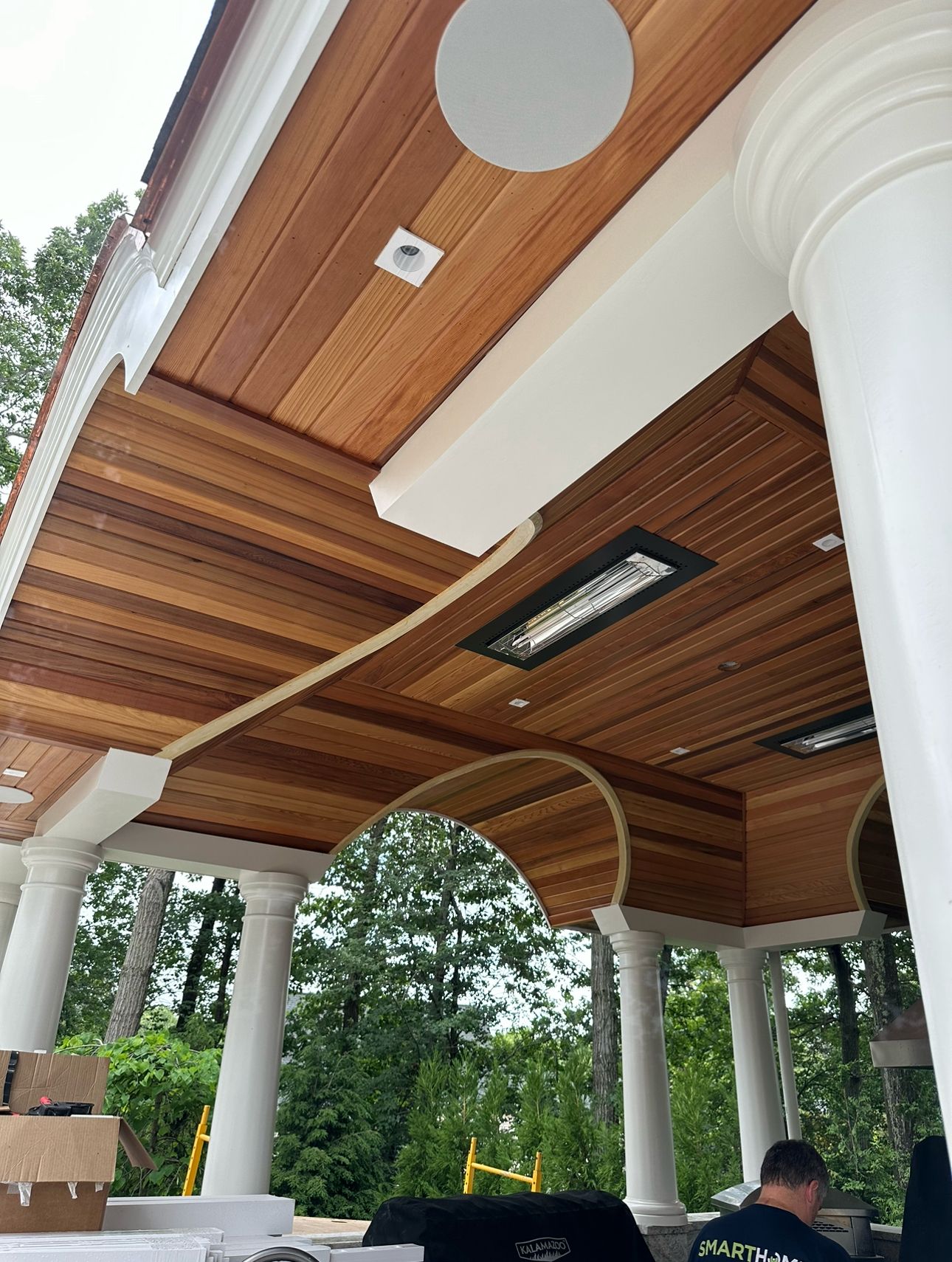 Arched pavilion with wood ceiling