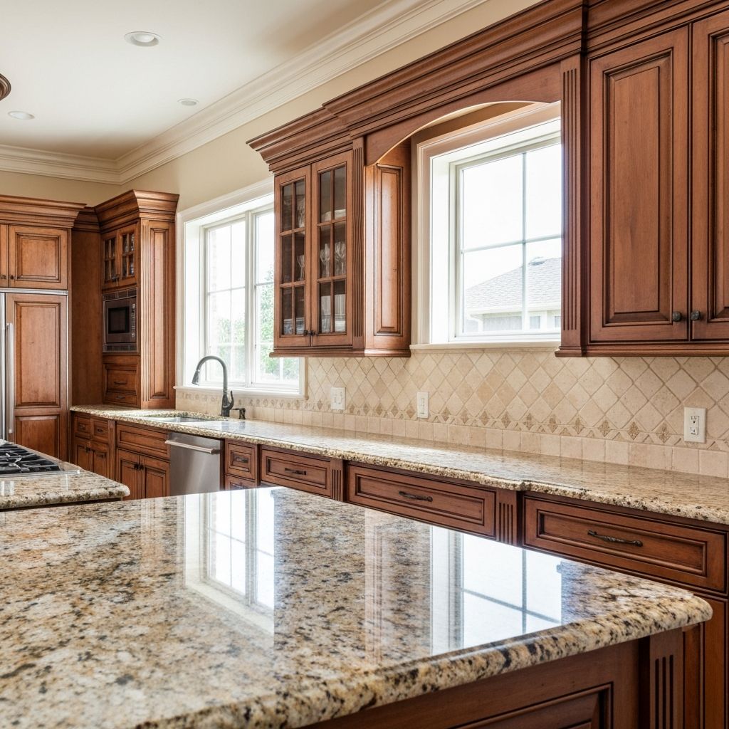 Luxury kitchen with granite countertops and custom cabinetry